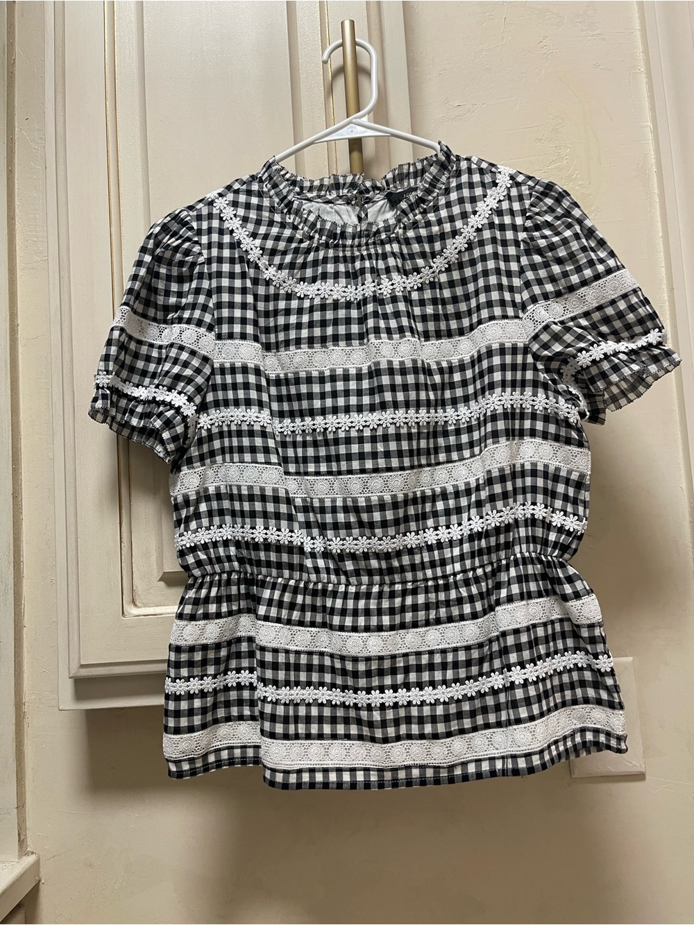 J Crew gingham peplum top size xs